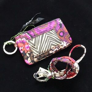 Vera Bradley Lanyard Zip ID Case Rosewood